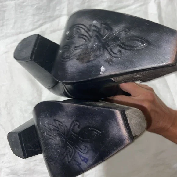 Free People Black Leather Boots with Silver Accent - Picture 14 of 16